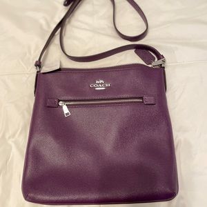 NWT Coach Leather Rowan File Crossbody Bag - Purple